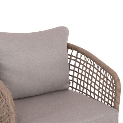 OUTDOOR LOUNGE SET 5-SEAT ELOWEN HM6508.02 ALUMINUM-ROPE IN BEIGE--CUSHIONS IN GREY