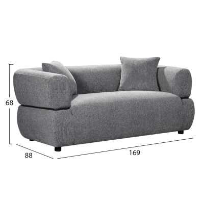 SOFA 2-SEATER ARCTIS - GREY FABRIC 169x88x88Hcm.