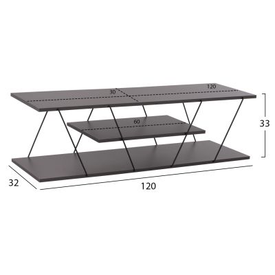 TV STAND TARS HM8922.20 MELAMINE GREY 120x32x33Hcm.