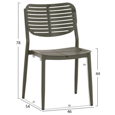 DINING CHAIR HILLIARD HM6645.07 ALUMINUM IN OLIVE GREEN COLOR 46x54x78Hcm