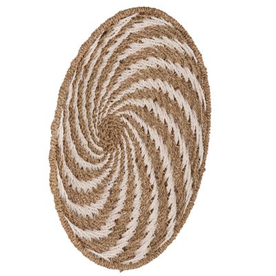 WALL DECOR ROUND HM7830.01 SPIRAL LOOK-SEAGRASS IN WHITE&NATURAL COLOR Φ61x3cm.