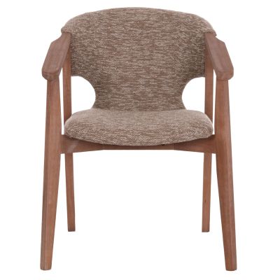 DINING ARMCHAIR YEGER HM9995.03 BEECH WOOD IN WHITEWASH-BROWN FABRIC 59x58x78Hcm.