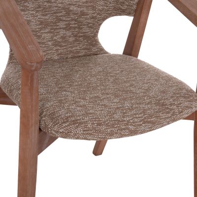 DINING ARMCHAIR YEGER HM9995.03 BEECH WOOD IN WHITEWASH-BROWN FABRIC 59x58x78Hcm.