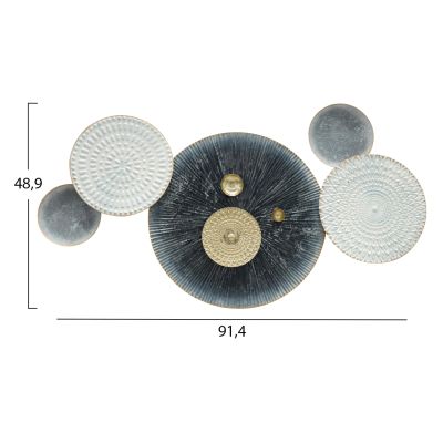 WALL DECOR HM7551 METAL VARIOUS CIRCLES-WHITE, GREY, GOLD