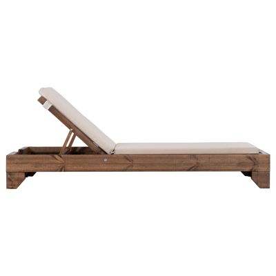 BEACH LOUNGER KORINOS HM10771.60T PINE WOOD IN WALNUT--CUSHION IN BEIGE 79x204x77Hcm.