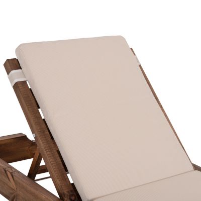 BEACH LOUNGER KORINOS HM10771.60T PINE WOOD IN WALNUT--CUSHION IN BEIGE 79x204x77Hcm.