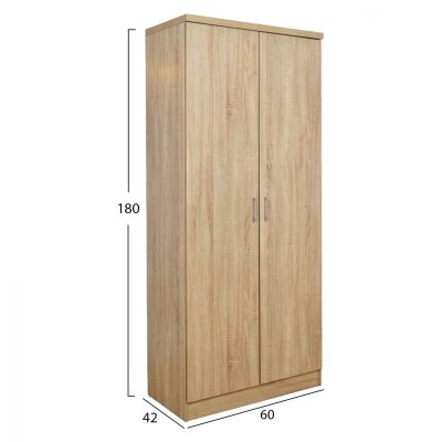 Wardrobe 2 Door with 3 Selves HM337.02 Sonama 60x42x180