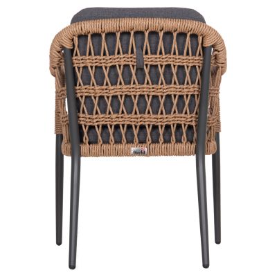 DINING CHAIR BOXER HM6556.01 ALUMINUM & OLEFIN IN GREY--TWIST WICKER 58x60x80Hcm.