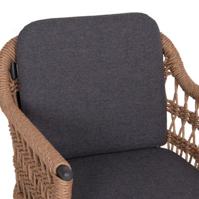 DINING CHAIR BOXER HM6556.01 ALUMINUM & OLEFIN IN GREY--TWIST WICKER 58x60x80Hcm.