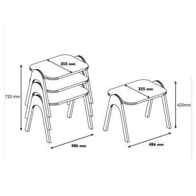 NESTING TABLES 3PCS MELAMINE WALNUT - ECRU HM9068.02 48,6x35,5x72Y cm.