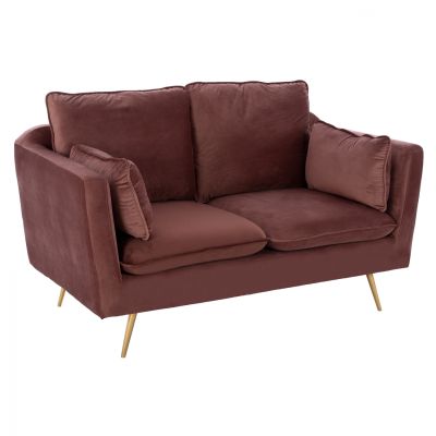 VELVET SOFA KAREN DUSTY PINK & METAL FEET GOLD HM3136.22 152x84x95 cm.