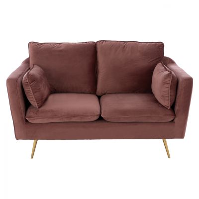 VELVET SOFA KAREN DUSTY PINK & METAL FEET GOLD HM3136.22 152x84x95 cm.