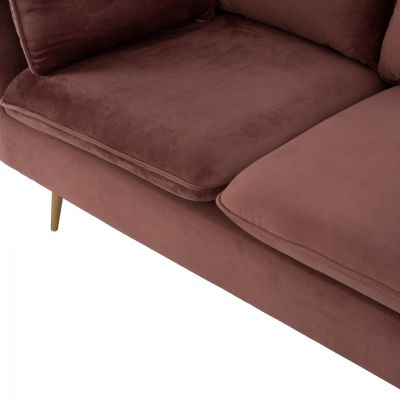 VELVET SOFA KAREN DUSTY PINK & METAL FEET GOLD HM3136.22 152x84x95 cm.