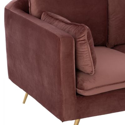 VELVET SOFA KAREN DUSTY PINK & METAL FEET GOLD HM3136.22 152x84x95 cm.