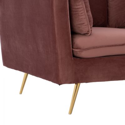 VELVET SOFA KAREN DUSTY PINK & METAL FEET GOLD HM3136.22 152x84x95 cm.