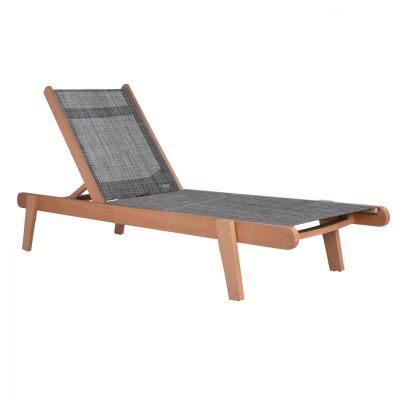 Професионален шезлонг Oak Creta -  Natural and Grey Cover 202,5x66,5x30,5cm