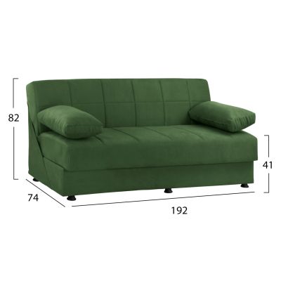 BED SOFA FOREST GREEN VELVET 3-SEAT EGE 1214 HM3067.07 192x74x82H cm