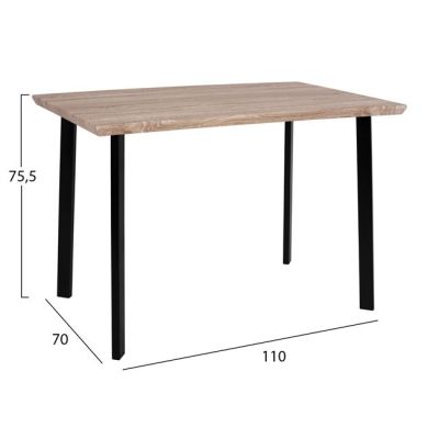 Set Dining Table 5 pieces HM10342 with sonama desktop and black legs 110x70x75,5Y cm