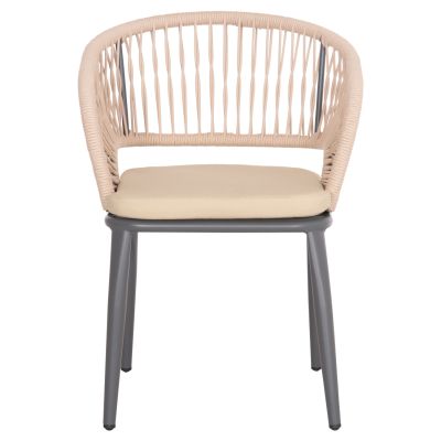 ALUMINUM ARMCHAIR MAGNET HM6287.01 DRAK GREY FRAME-P.E.ROPE IN BEIGE 59x61x81.5Hcm.