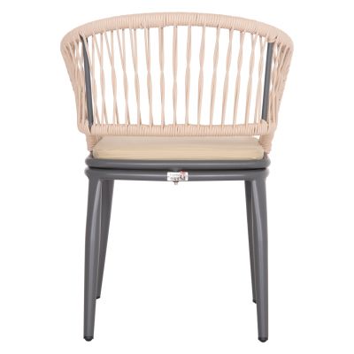 ALUMINUM ARMCHAIR MAGNET HM6287.01 DRAK GREY FRAME-P.E.ROPE IN BEIGE 59x61x81.5Hcm.