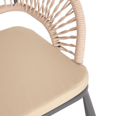 ALUMINUM ARMCHAIR MAGNET HM6287.01 DRAK GREY FRAME-P.E.ROPE IN BEIGE 59x61x81.5Hcm.