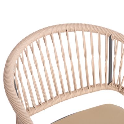 ALUMINUM ARMCHAIR MAGNET HM6287.01 DRAK GREY FRAME-P.E.ROPE IN BEIGE 59x61x81.5Hcm.