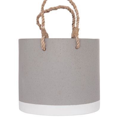 INDOOR PLANTER/POT SERIES TRYLL HM4690S FIBER CEMENT IN GREY & ROPE Φ23x20Hcm.
