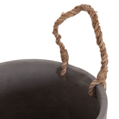 INDOOR PLANTER/POT SERIES TRYLL HM4690S FIBER CEMENT IN GREY & ROPE Φ23x20Hcm.