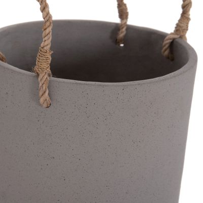 INDOOR PLANTER/POT SERIES TRYLL HM4690S FIBER CEMENT IN GREY & ROPE Φ23x20Hcm.