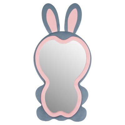 KIDS' FLOOR STANDING MIRROR BUNNY HM4489.02 MDF IN PINK & BLUE- BLACK STAND 80x162Hcm.