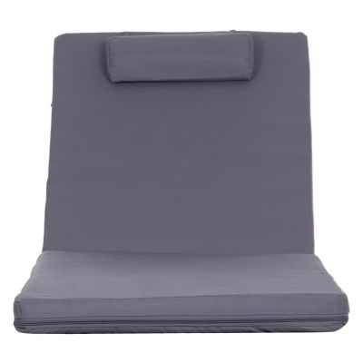 SUNBED CUSHION WITH HEADREST SIFNOS HM11234.31T - TEXTILENE 600g/m2 2x1 - GREY