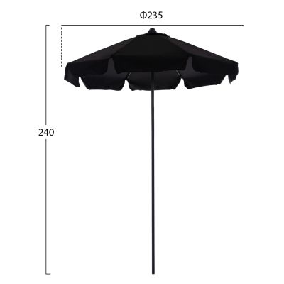 PROFESSIONAL UMBRELLA DARWIN HM6000.03 GREY POLE--BLACK ACRYLIC SHADE Φ2.35m