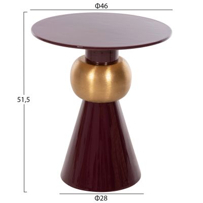 SIDE TABLE PATNA HM4234.06 METAL IN MAROON-GOLD Φ46x51,5Hcm.