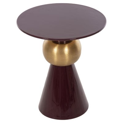 SIDE TABLE PATNA HM4234.06 METAL IN MAROON-GOLD Φ46x51,5Hcm.