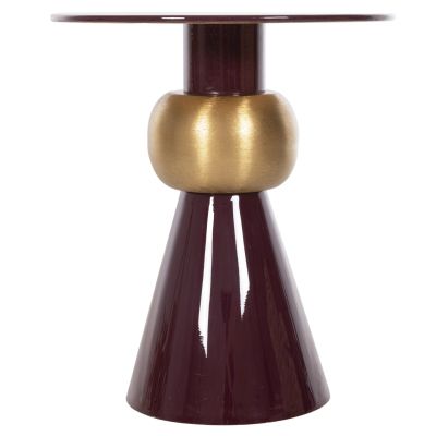 SIDE TABLE PATNA HM4234.06 METAL IN MAROON-GOLD Φ46x51,5Hcm.