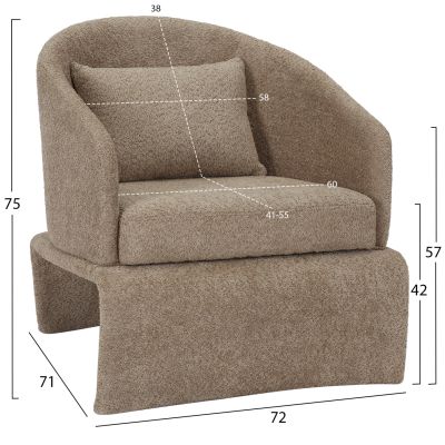 ARMCHAIR BEVY HM9677.03 BEIGE BOUCLE FABRIC-METAL FRAME 72x71x75Hcm.