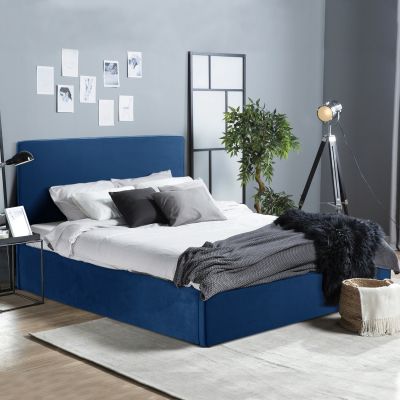 BED ALLIE HM584.18 160X200 WITH STORAGE SPACE-BLUE VELVET