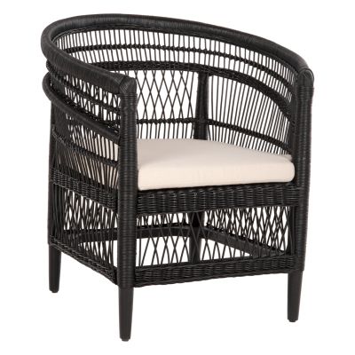 ARMCHAIR MALAWI HM9635.03 MAHOGANY WOOD WITH RATTAN IN BLACK--B'RATED 80x70x86Hcm.