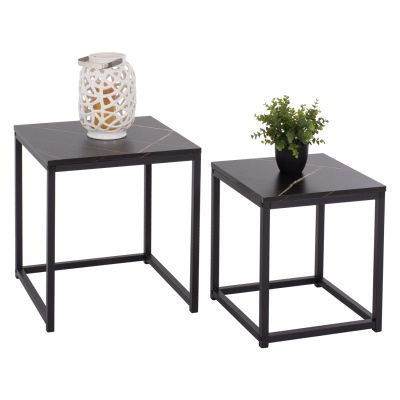 SIDE TABLES GRELAY SET 2PCS MDF & METAL 45Χ45Χ50Hcm.HM8762.13