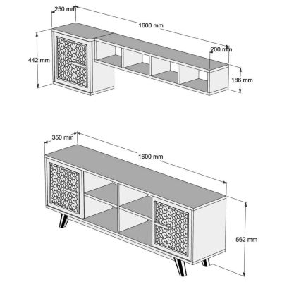 TV FURNITURE SET HM9513.01 MELAMINE IN WALNUT COLOR 160x35x56.2Hcm.