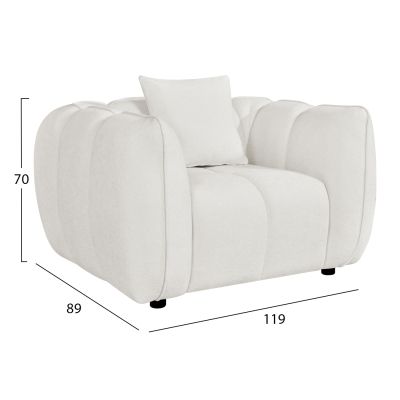LOUNGE ARMCHAIR LYKKE HM3325.02 ECRU FABRIC 119x89x70Hcm