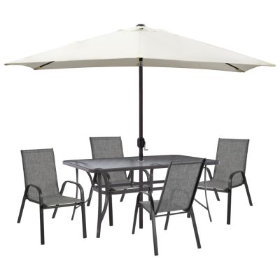 OUTDOOR DINING SET 6PCS WITH UMBRELLA HM11783