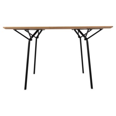 DINING TABLE SQUARE TRENK HM9614.01 MDF WITH OAK VENEER IN NATURAL-BLACK METAL LEGS 120x120x75Hcm.