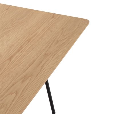 DINING TABLE SQUARE TRENK HM9614.01 MDF WITH OAK VENEER IN NATURAL-BLACK METAL LEGS 120x120x75Hcm.