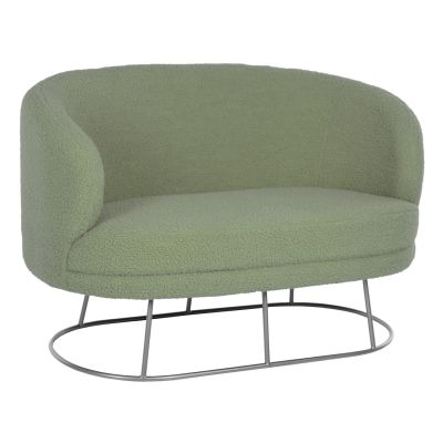 SOFA 2-SEATER ARIEN HM8492.27 PISTACHIO GREEN BOUCLE FABRIC AND SILVER METAL BASE 130x75x85Hcm.