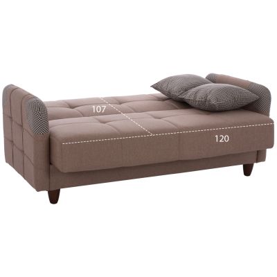 HM3246.01 BEIGE 2 SEATER SOFA-BED WITH ARMS AND STORAGE SPACE