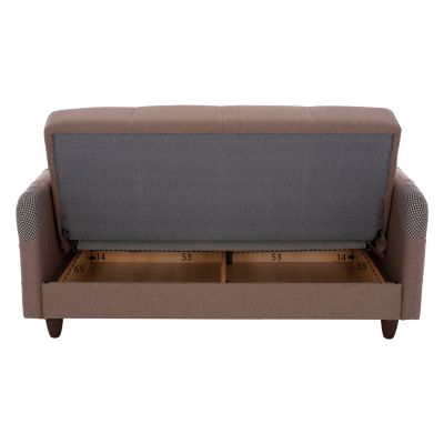 HM3246.01 BEIGE 2 SEATER SOFA-BED WITH ARMS AND STORAGE SPACE