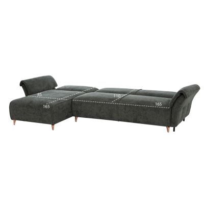 CORNER REVERSIBLE SOFA-BED MAILO-GREEN FABRIC-METAL LEGS 300x145x80Hcm.
