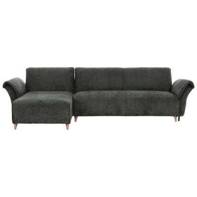 CORNER REVERSIBLE SOFA-BED MAILO-GREEN FABRIC-METAL LEGS 300x145x80Hcm.