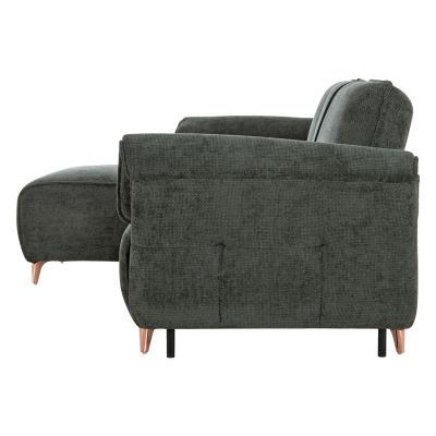 CORNER REVERSIBLE SOFA-BED MAILO-GREEN FABRIC-METAL LEGS 300x145x80Hcm.